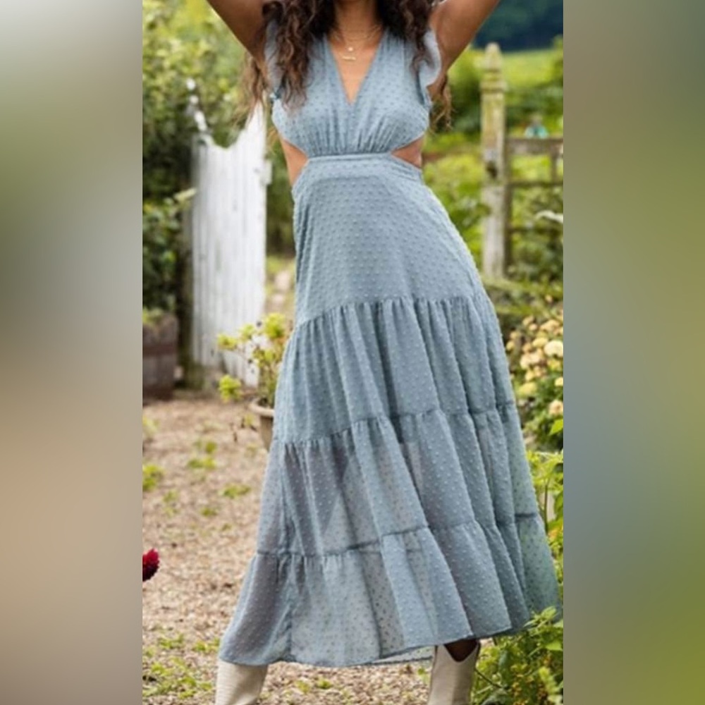 Elegant Blue Tiered Maxi Skirt